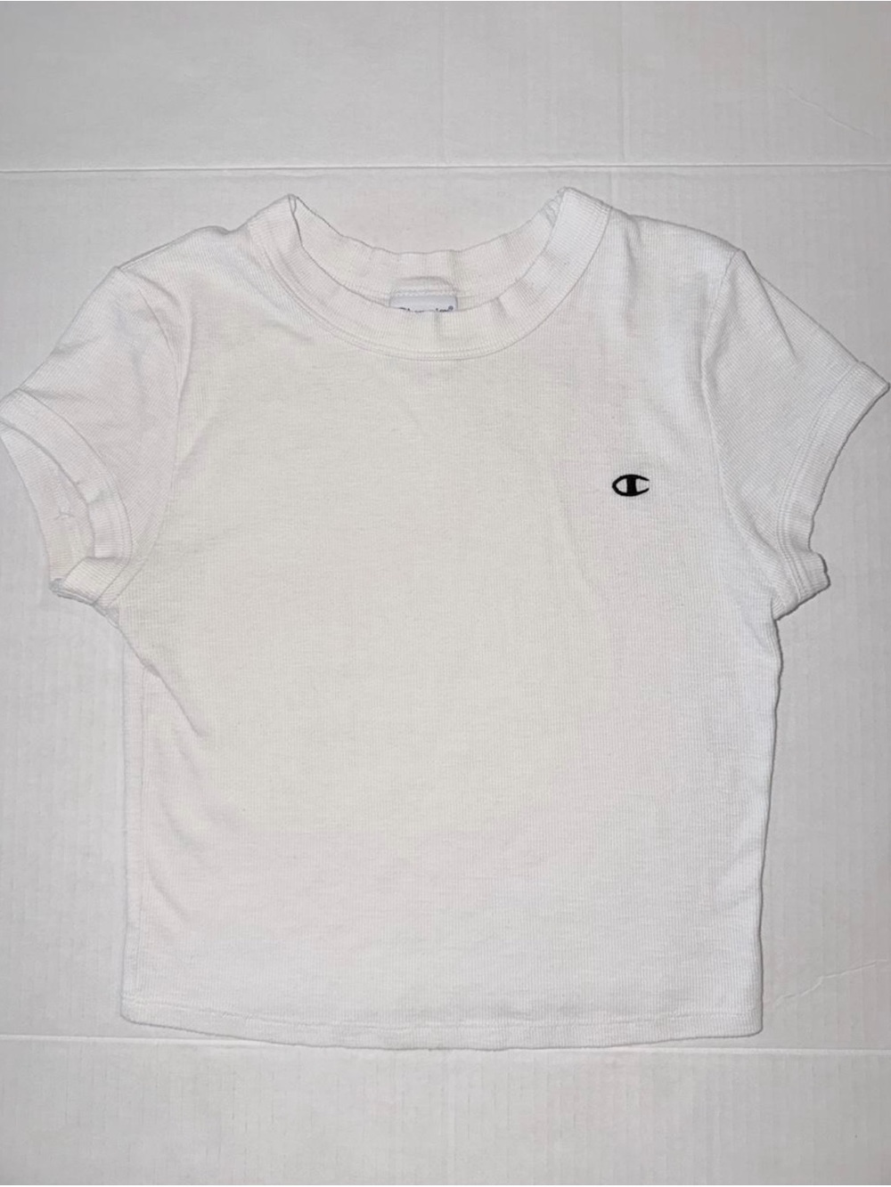 Champion White Ribbed Baby Tee